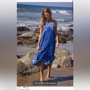 Johnny Was Embroidered Tank midi Maxi Dress Blue XS perfect condition